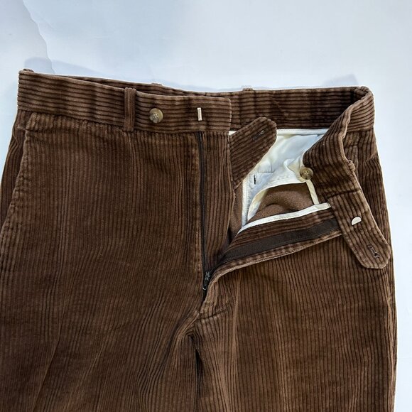 Vtg. Amherst and Brock Mens 33 S Brown Wide Wale Pleated Cuffed Corduroy Pants - Picture 4 of 12